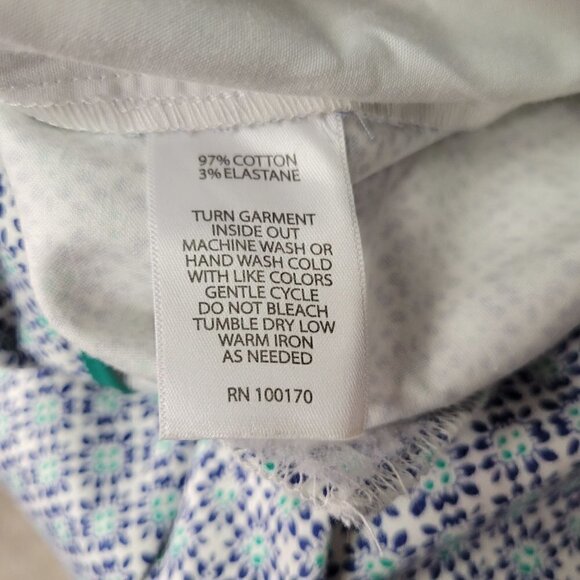 Jones & Co White with Navy Blue & Green Pattern Women's Casual Pants, Size 4 - Picture 6 of 6